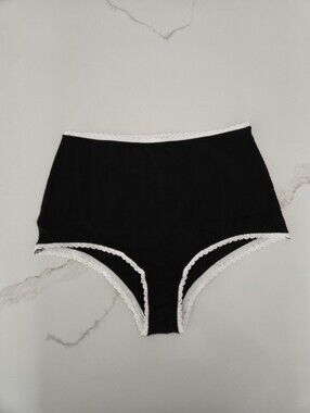 NWT Anthropologie Black Briefs with White Lace Trim